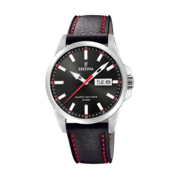 FESTINA F20358/4 Ανδρικό Ρολόι 40mm Μαύρο Δερμάτινο Λουράκι