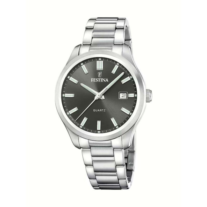 FESTINA Classic F20736/5 Ανδρικό Ρολόι Κλασικό Ασημί Μπρασελέ