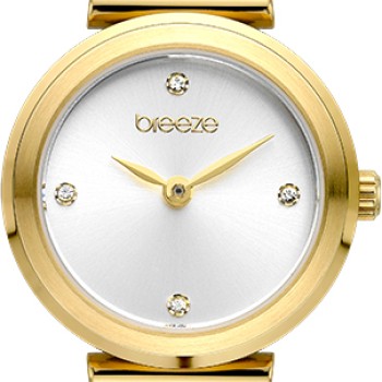 BREEZE Cascadia 212641.1 Γυναικείο Ρολόι Ροζ Χρυσό Μπρασελέ Λευκό Καντράν