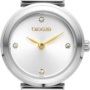 BREEZE Cascadia 612641.1 Γυναικείο Ρολόι Χρυσό Δερμάτινο Λουράκι Λευκό Καντράν