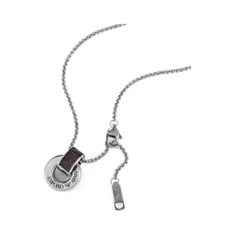 EMPORIO ARMANI EGS3134040 Ανδρικό Κολιέ Ασημί Αλυσίδα Ατσάλι