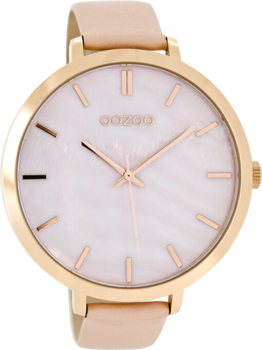 OOZOO Timepieces XXL Rose Gold Pink Leather Strap C8351