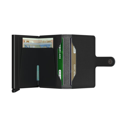 Το Πορτοφόλι Secrid Miniwallet Yard Black προστατεύει τις κάρτες κυρίως από μη επιθυμητές ανέπαφες συναλλαγές (RFID Protection).
