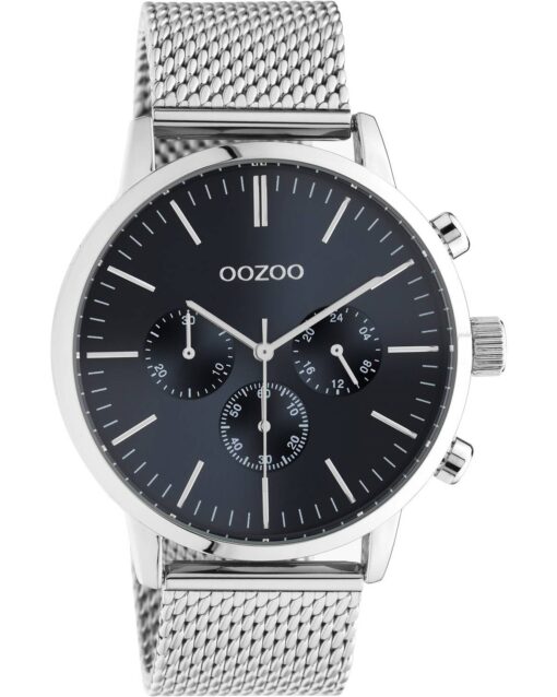 OOZOO Timepieces Unisex 45mm Metallic Bracelet C10911 ρολόι με μαύρο χρώμα καντράν, ασημί μπρασελέ και κάσα με διάμετρο 45 millimeters.
