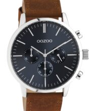 OOZOO Timepieces Unisex 45mm Leather Strap C10917 ρολόι με μπλε χρώμα καντράν, καφέ δερμάτινο λουράκι και κάσα με διάμετρο 45 millimeters.