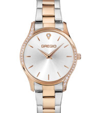 Γυναικείο ρολόι GREGIO Jolie GR330050 Γυναικείο ρολόι Gregio με ασημί χρώμα καντράν και δίχρωμο μπρασελέ από ανοξείδωτο ατσάλι.